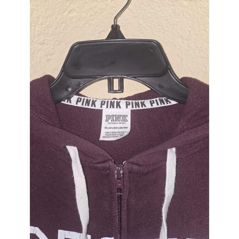 Victoria's Secret Pink Maroon zip-up Hoodie, Size XS - Picture 2 of 6